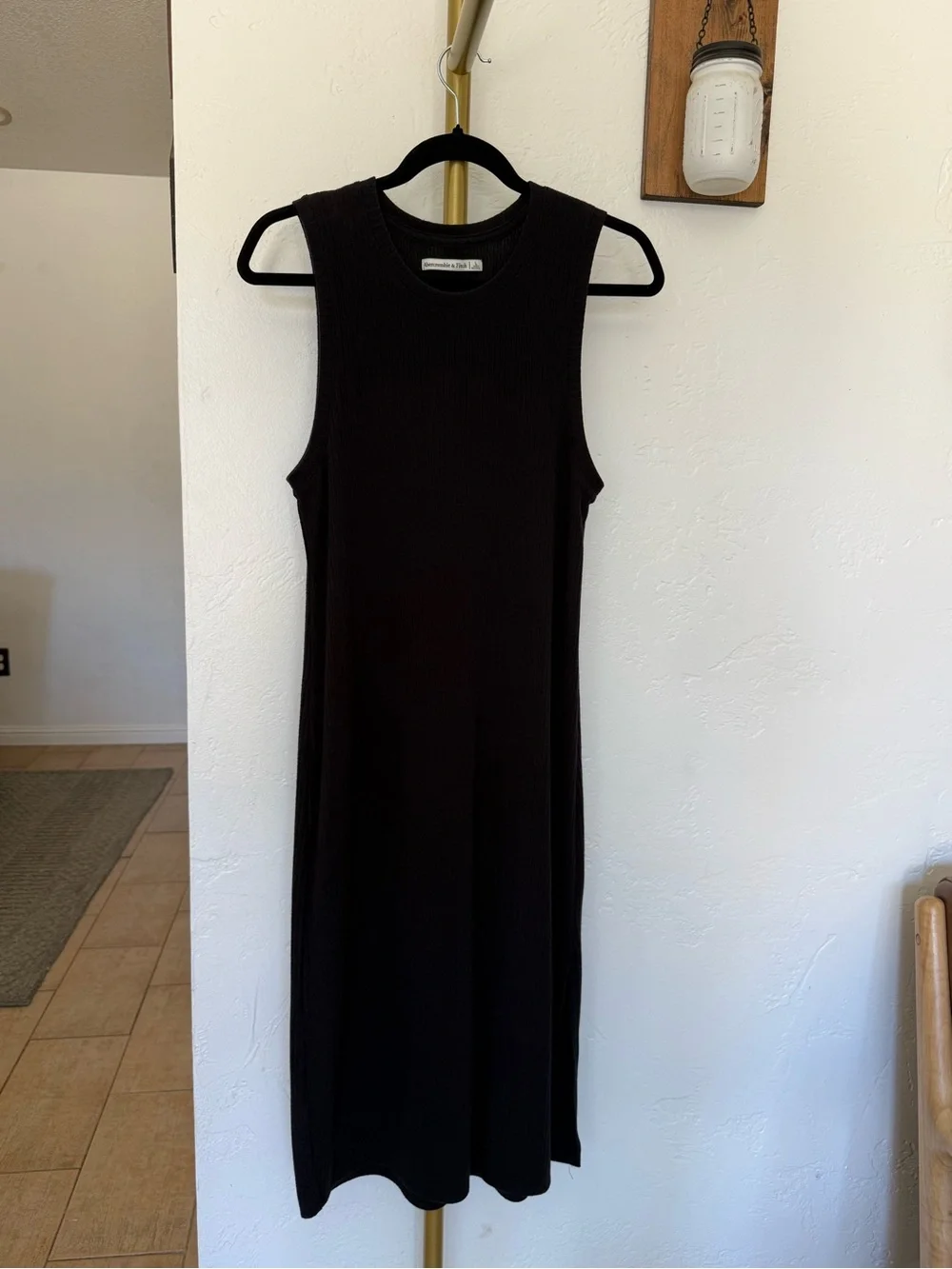Abercrombie & Fitch Black Sleeveless Maxi Dress with Side Slit